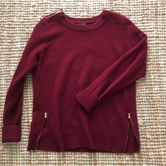 J. Crew Sweaters - Burgundy J. Crew Sweater with Gold Zippers